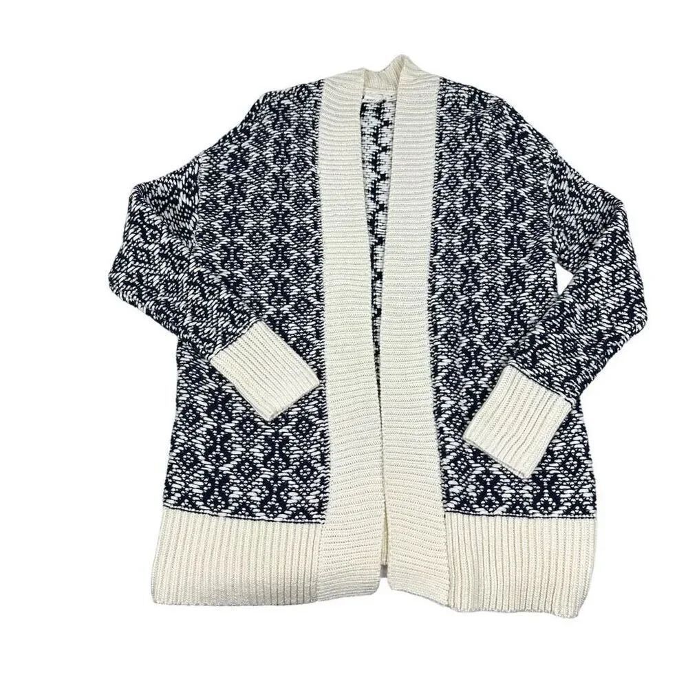 Gap Women’s Jacquard Open Front CardiganSize XS / S Navy & Cream